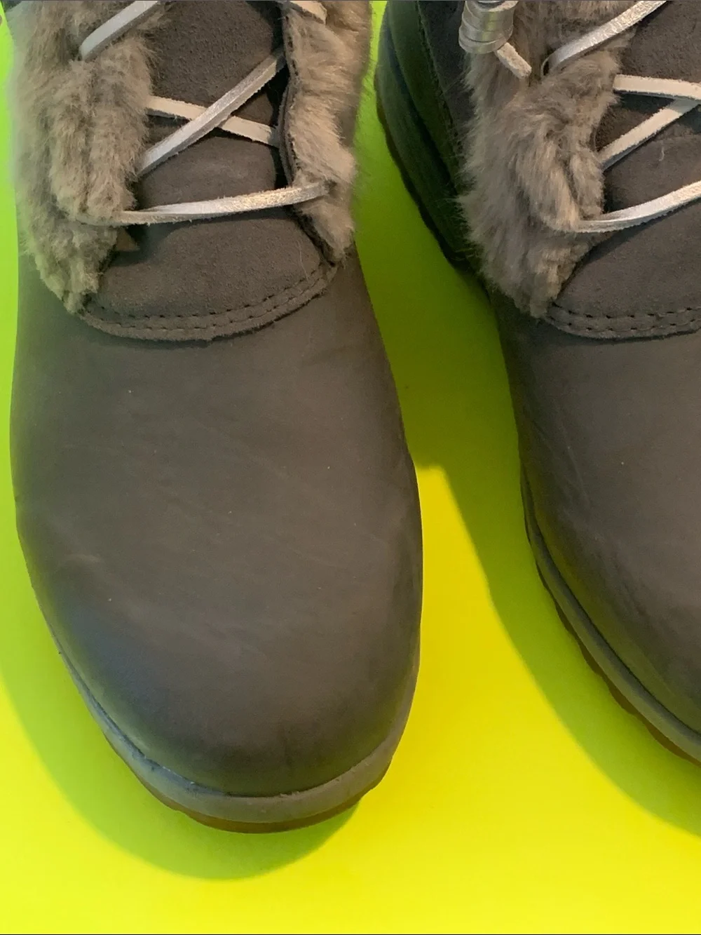 Sperry Women's Gray Faux-Fur Lace-Up Winter Boots Size 10
